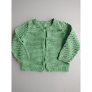 Hanna Andersson ORGANIC Cotton Pointelle Knit Cardigan Sweater Green 2T 3T